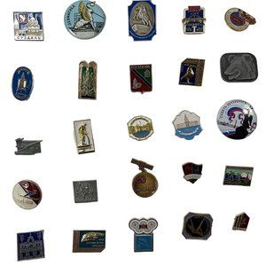 Vintage Russian Badge Pin Jewelry Lot Soviet Union Russia USSR 25 Piece